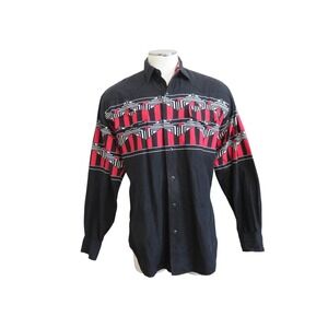 Cowboys' Turtle Association Western‎ Shirt Mens XL Black Red Aztec Cowboy